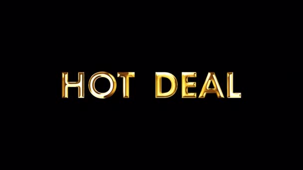 Pętla Hot Deal Złoty Tekst Świeci Efektem Świetlnym Czarnym Abstrakcyjnym — Wideo stockowe