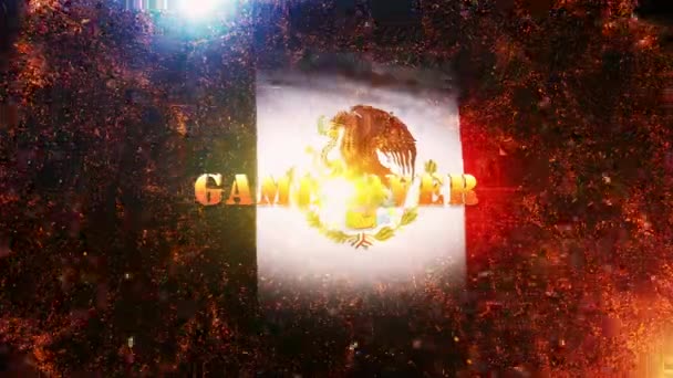 Game Gold Text Motion Fire Burst Golden Particles Cinematic Trailer — Stok Video