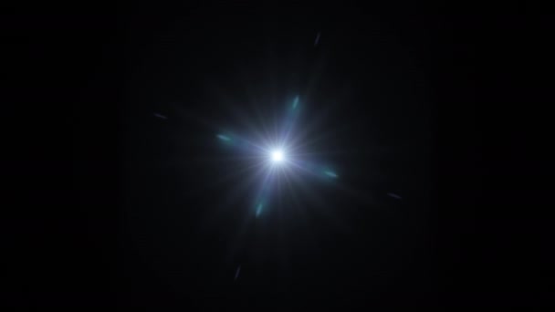 Вращение Центра Петли Светящиеся Белые Синие Лучи Оптические Блики Объектива — стоковое видео
