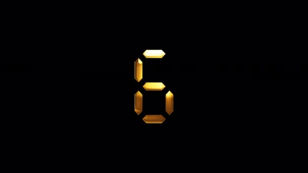 Loop Digital Number Six Golden Shine Light Motion Text Glitch — Vídeo de Stock