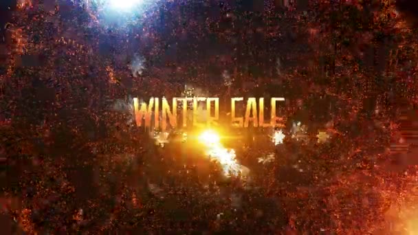 Winter Sale Gouden Tekst Met Optische Flare Licht Top Gloeien — Stockvideo