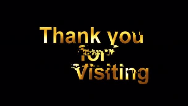 Loop Thank You Visiting Glitch Gold Text Effect Illustration Black — Stock Video