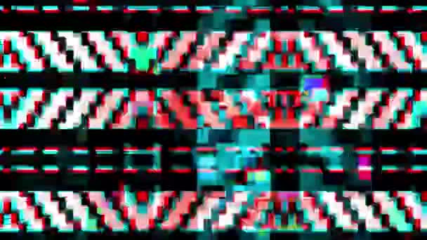 テレビ画面のアニメーションループ信号ノイズグリッチパターンデジタル効果シネマティックタイトルオーバーレイ垂直抽象的な背景 イントロのエンディングカバー — ストック動画