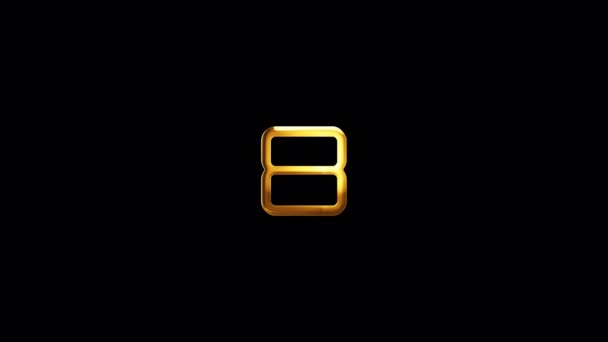 Loop Number Eight Gold Shine Light Text Glitch Effects Animation — стокове відео