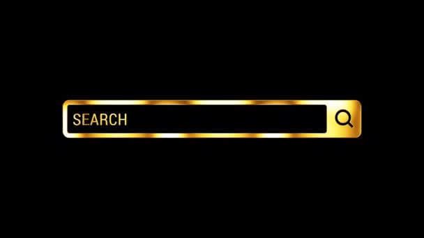 Loop Search Bar Gold Shine Light Effects Animation Black Abstract — стокове відео