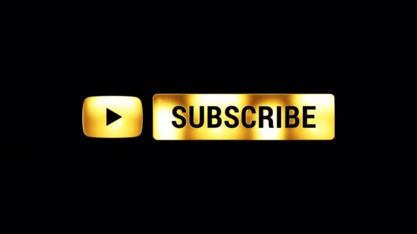 Loop Subscribe Golden Shine Light Effects Animation Black Abstract Background — стокове відео
