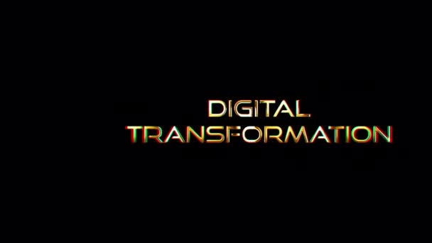 Цифровая Трансформация Loop Digital Transformation Золотисто Блестит Световым Движущимся Текстом — стоковое видео