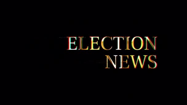 Pętla Wybory Aktualności Złoty Blask Lekki Tekst Ruchu Animacją Efektu — Wideo stockowe