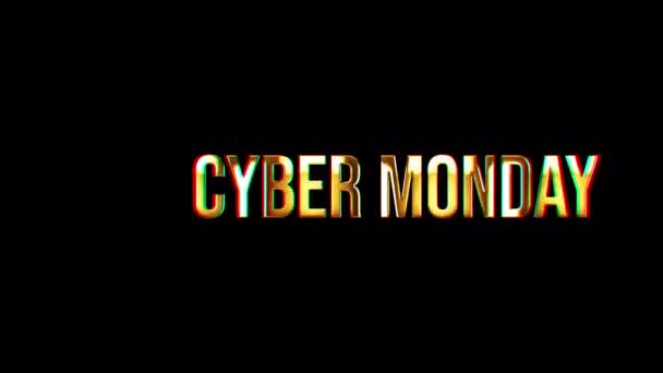 Buclă Cyber Monday Aur Strălucire Lumina Mișcare Text Efect Glitch — Videoclip de stoc