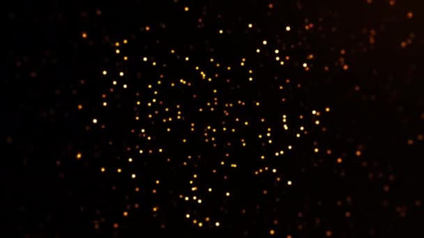 Abstrakte Nahtlose Schleifenanimation Leuchten Orangefarbene Partikel Auf Schwarzem Hintergrund Chaotische — Stockvideo