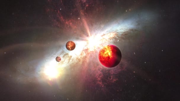 Abstrakcyjny Widok Kosmosu Niezidentyfikowana Obca Planeta Wspaniałym Starburst Galaxy M82 — Wideo stockowe
