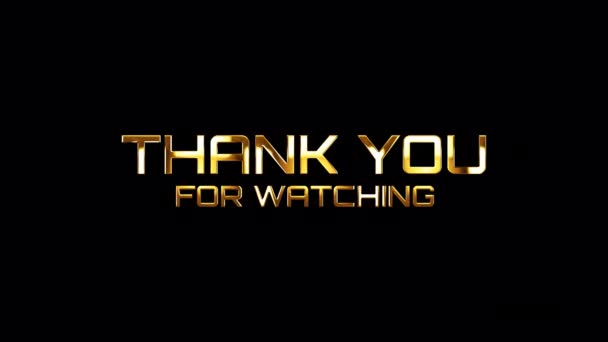 Loop Dziękujemy Oglądanie Złotego Blasku Lekki Tekst Ruchu Animacją Efektu — Wideo stockowe