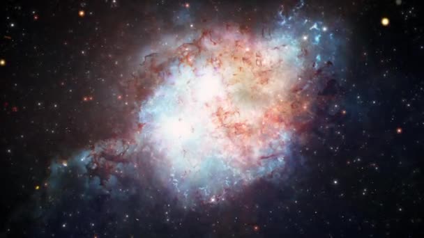 Kosmiczna Mgławica Podróżuje Kosmosie Podwójny Kwazar Odległym Wszechświecie Lot Galaktyki — Wideo stockowe