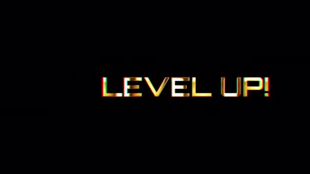 Loop Animation Level Cinematic Trailer Title Golden Glittering Text Glitch — Stock Video