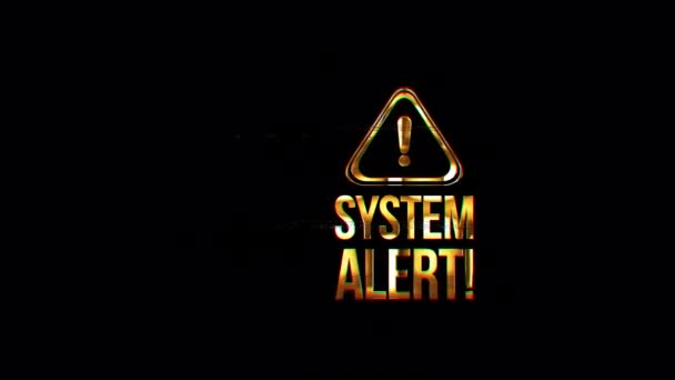 Loop Animazione System Alert Con Alert Icona Cinematica Trailer Titolo — Video Stock