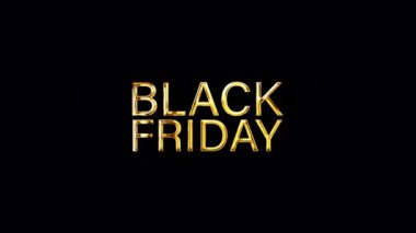 Kara Cuma 'nın animasyon sözcüğünün siyah soyut arkaplan üzerinde ışık efektli animasyon metni. Reklam konseptini tanıt QuickTime Alpha Channel 444 'ü kullanarak izole et