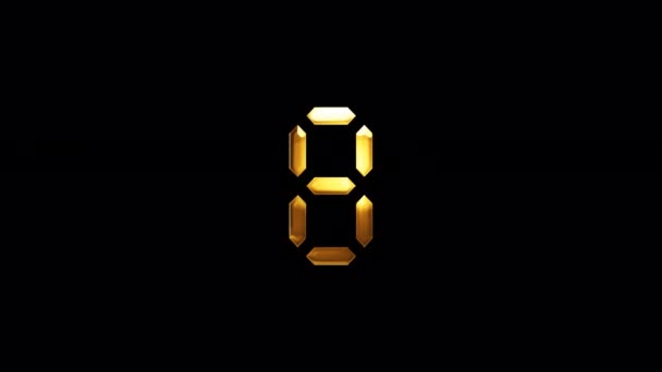Schleife Digitale Zahl Acht Goldener Glanz Licht Bewegungstext Mit Glitch — Stockvideo