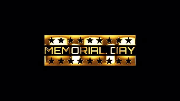 Loop Memorial Day Word Text Golden Shine Nameplate Animation Glitch — Αρχείο Βίντεο