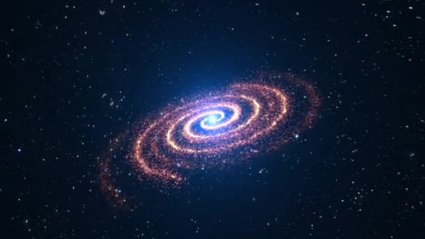 Exploração Abstrata Através Belo Brilho Galáxia Espiral Laranja Universo Sci — Vídeo de Stock