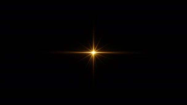 圆环中心旋转闪烁的金色星光镜头闪烁着淡淡的长臂发光动画艺术背景 用于银幕项目的叠加 灯光对动态明亮的视频画面有影响 金光之星光学耀斑运动 — 图库视频影像