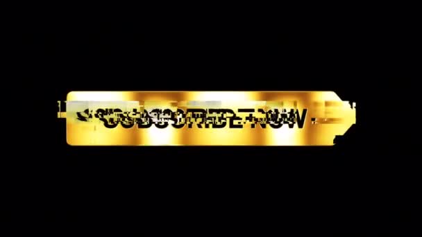 Loop Subscribe Now Text Golden Shine Nameplate Animation Glitch Effect — 비디오