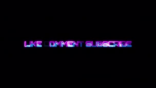 Loop Comment Subscribe Blue Pink Neon Text Effect Illustration Black — Stock Video