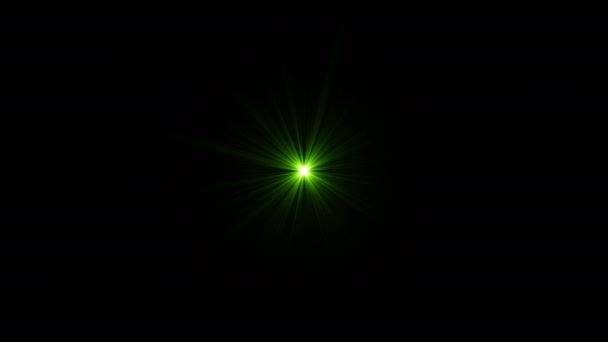 Boucle Centre Lueur Vert Étoile Rayons Lumières Lentille Optique Fusées — Video