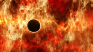 Güneş arkaplan animasyonu ile hareket eden soyut dış uzay görüşü soyut bilim kurgu evreni sinematik başlık arkaplanı  