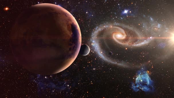 Абстрактный Вид Космос Неопознанная Инопланетная Планета Галактикой Arp273 Далёкой Вселенной — стоковое видео