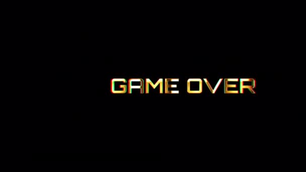 Loop Game Golden Shine Light Motion Text Glitch Effect Animation — Stock video