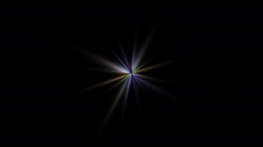 Soyut döngü merkezi renkli yıldız optik ışıklı lens, ekran projesi örtüsü için yanıp sönen döndürme animasyonu arka planıdır. 4K kusursuz döngü dinamik kinetik parlak yıldız ışığı etkisi. 