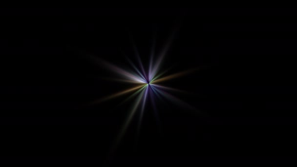 Abstrakte Schleife Zentrum Bunten Stern Optischen Glanz Licht Linse Flackert — Stockvideo