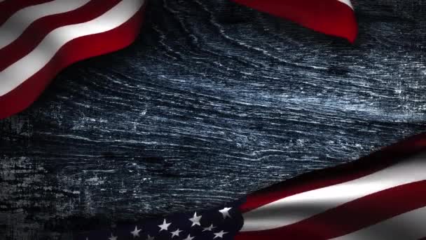 Loop Usa Flag Waving Wind Animation Blank Wood Your Text — Stock Video