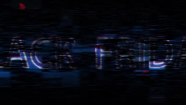 黑色星期五 的动画文本闪烁着银光回旋的蓝色霓虹灯效果动画片片名抽象背景音乐 — 图库视频影像