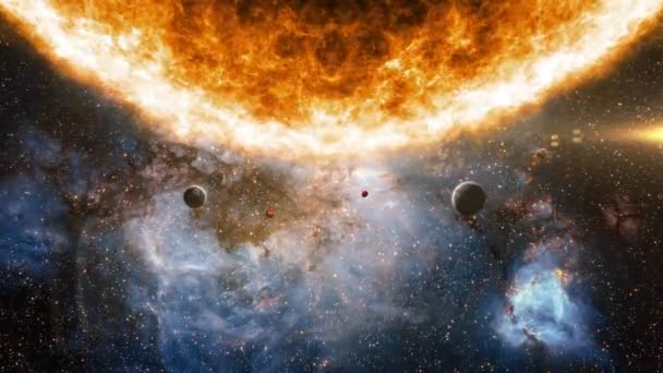 Abstrakt Yttre Rymden Sol Solsystem Med Vintergatans Galax Utrymme Avlägsna — Stockvideo