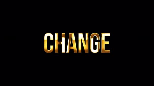 Цикл Change Золотий Блиск Світлового Руху Текстовий Ефект Анімації Чорному — стокове відео