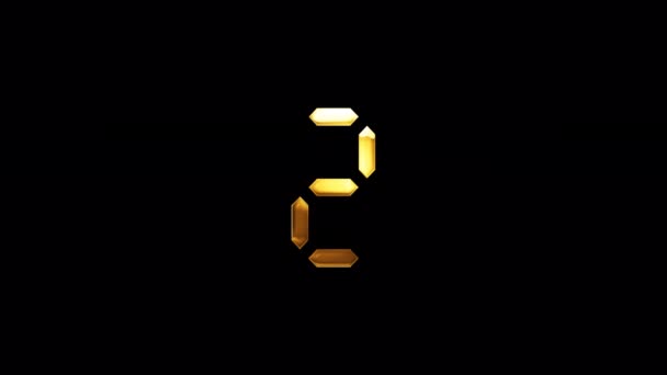 Loop Digital Number Two Golden Shine Light Motion Text Glitch — Stock Video