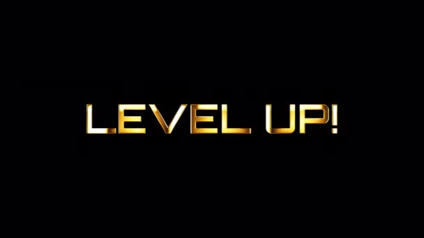 Loop Level Gouden Glans Licht Beweging Tekst Effect Animatie Zwarte — Stockvideo