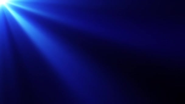 Schleife Oben Links Blaue Optische Linsenfackeln Leuchten Strahlen Licht Abstrakten — Stockvideo
