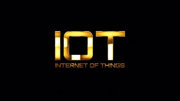 Loop Iot Internet Thing Золотий Блиск Світлового Руху Текстовий Ефект — стокове відео