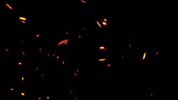 带透明 通道的环路发光颗粒灰喷出动画 可以用来覆盖你的项目 炽热的橙色发光火焰燃烧灰颗粒背景的混沌运动 — 图库视频影像