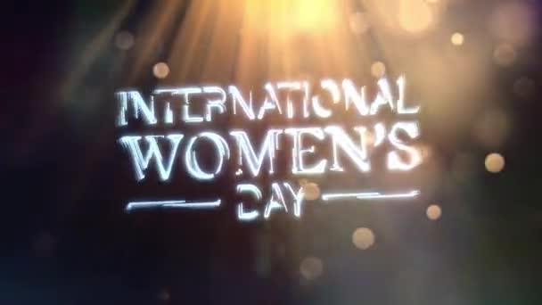 International Womens Day Golden Text Title Top Orange Optical Flares — стокове відео
