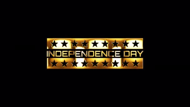 Independence Day Goldenes Textwort Mit Goldenem Lichtschleifenanimation Goldenem Namensschild Illustration — Stockvideo