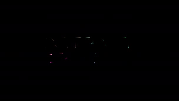 事物的网上发光五彩缤纷的霓虹灯在黑色抽象背景下的文字动画效果 — 图库视频影像