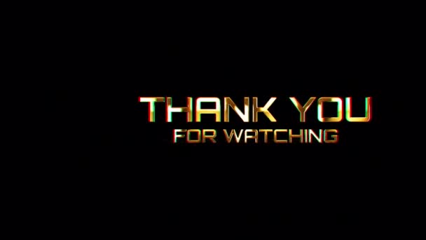 Loop Thank You Watching Golden Shine Light Motion Glitch Text — Stock Video