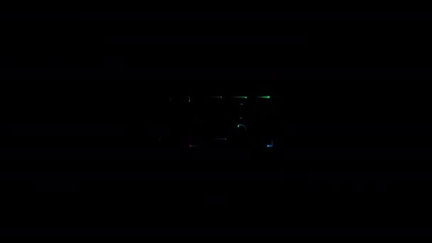 Alerta Brilho Colorido Neon Laser Texto Animação Efeito Falha Fundo — Vídeo de Stock