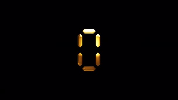 Loop Digital Number Zero Golden Shine Light Motion Text Animation — Vídeo de Stock