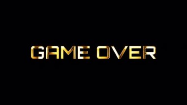 Game Over Golden shine Light Motion metin efekti siyah soyut arkaplan üzerinde animasyon. Reklam konseptini tanıt QuickTime Alpha Channel 444 'ü kullanarak izole et