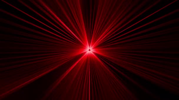 Αφηρημένη Βρόχο Κόκκινο Λέιζερ Κέντρο Ακτινική Ράβδος Λάμψη Φως Ακτίνα — Αρχείο Βίντεο