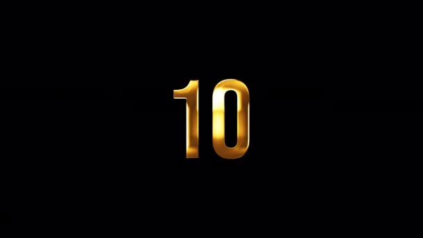Loop Number Ten Golden Shine Light Motion Text Effect Animation — Stock Video